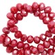 Faceted glass beads 3x2mm disc Burgundy red-pearl shine coating